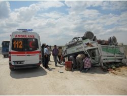 Kamyonet Devrildi; Karpuzlar Yola Dağıldı